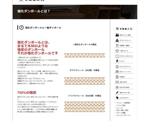 京阪紙工様の強化ダンボールのページ